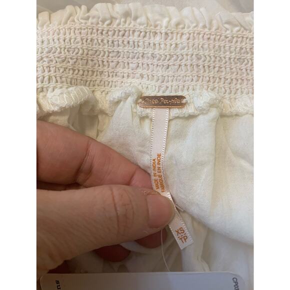 Free People Sunbeams Embroidered Off Shoulder Boho Mini Dress size XS - Picture 3 of 13